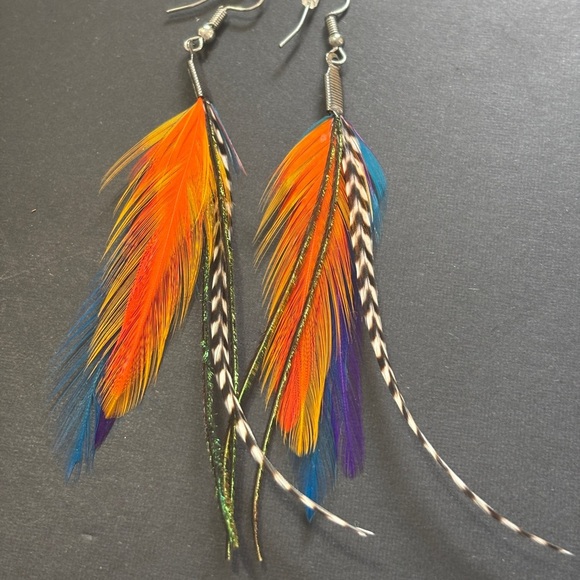 Native American Feather drop earrings - Picture 4 of 6